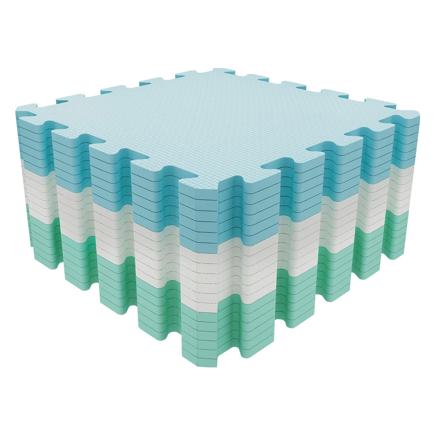 Interlocking Floor Mats Soft Puzzle Play Mats Thick Eva Foam Play Tiles Anti-fatigue Flooring Carpet 17 Square Feet Gym Mat Rug For Home Exercise Yoga Workout Blue White Green 18 Tiles By PAIDU