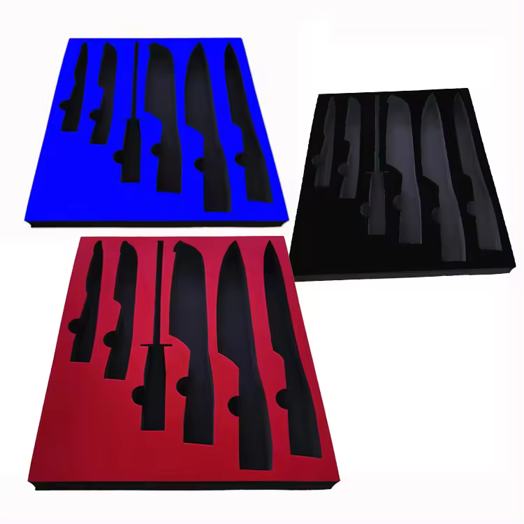 Paidu Factory Custom Hot Selling High Quality EVA Foam Insert Velvet Sponge Insert Packaging for Knife Fork Spoon Packing